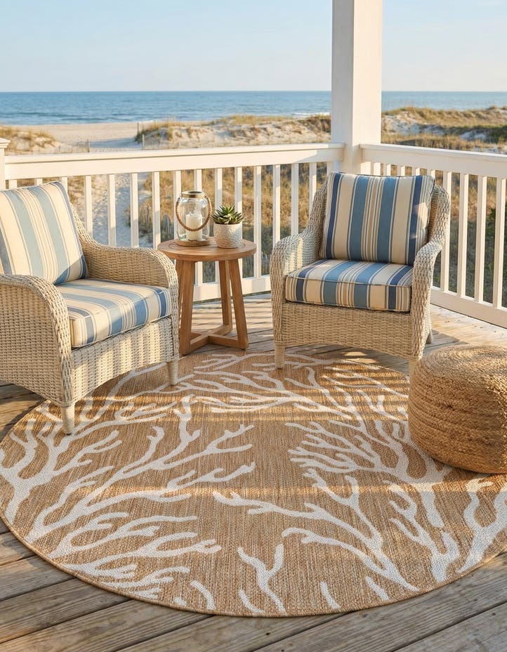 5' 3 x 5' 3 Easy-Clean Coastal Indoor / Outdoo...