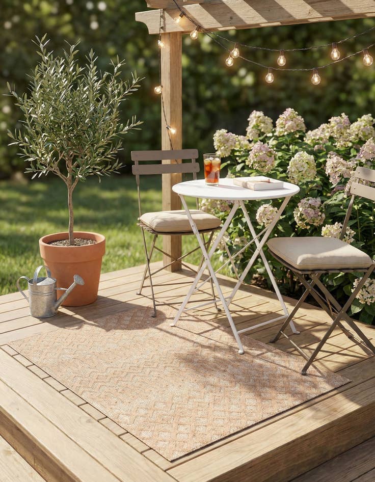 Detail image of 2' x 3'  Washable Trellis Textured Indoor / Outdoor Rug