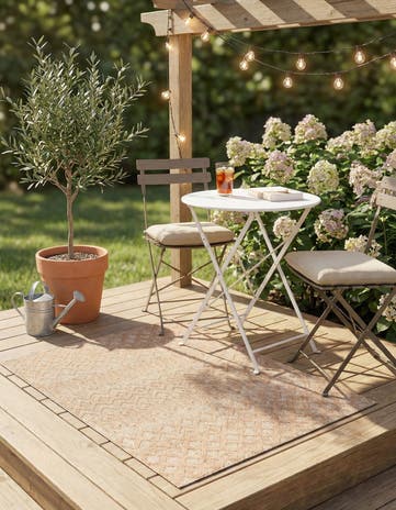 2' x 3' Easy-Clean Trellis Textured Indoor / Outdoor Rug
