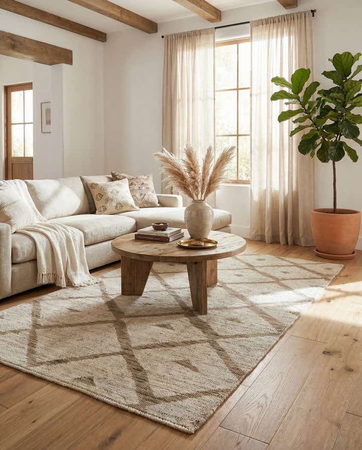 4' 3 x 7' 8 Hand Knotted Moroccan Wool Rug