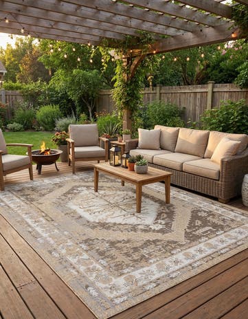 9' x 12' Easy-Clean Traditional Indoor / Outdoor Rug