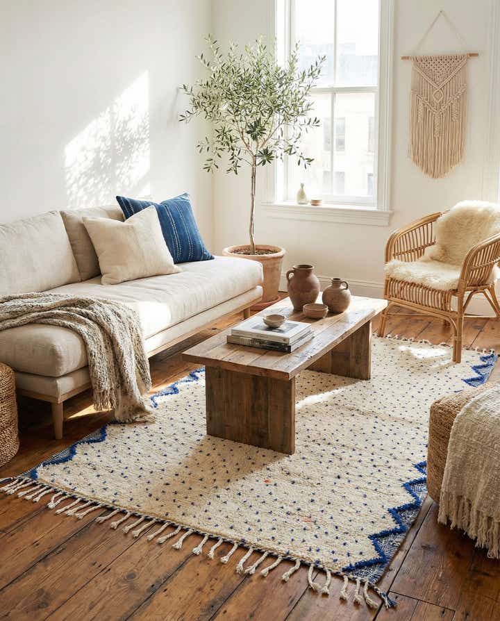 5' 4 x 8' 7 Hand Knotted Moroccan Wool Rug