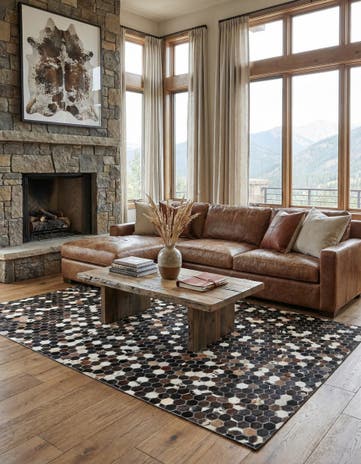 5' x 7' 9 Cowhide Leather Rug