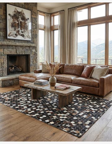 5' x 7' 9 Cowhide Leather Rug