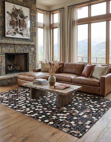 5' x 7' 9 Cowhide Leather Rug