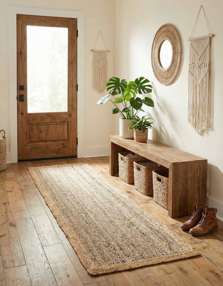 Detail image of 2' x 8'  Hand Braided Jute Runner Rug