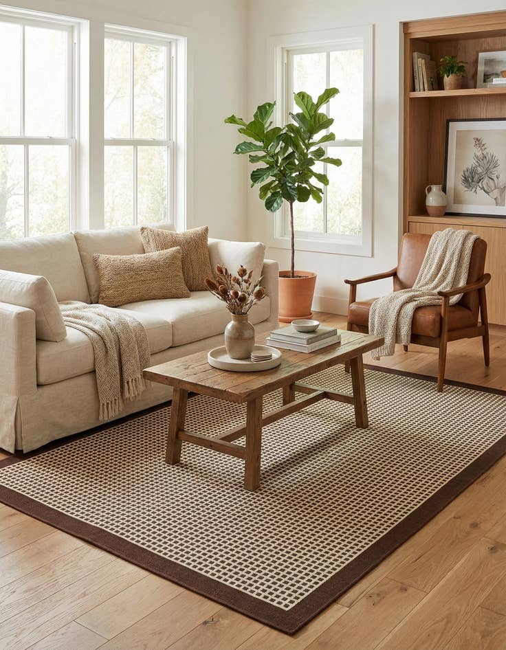 Detail image of 4' x 6'  Washable Border Indoor / Outdoor Rug