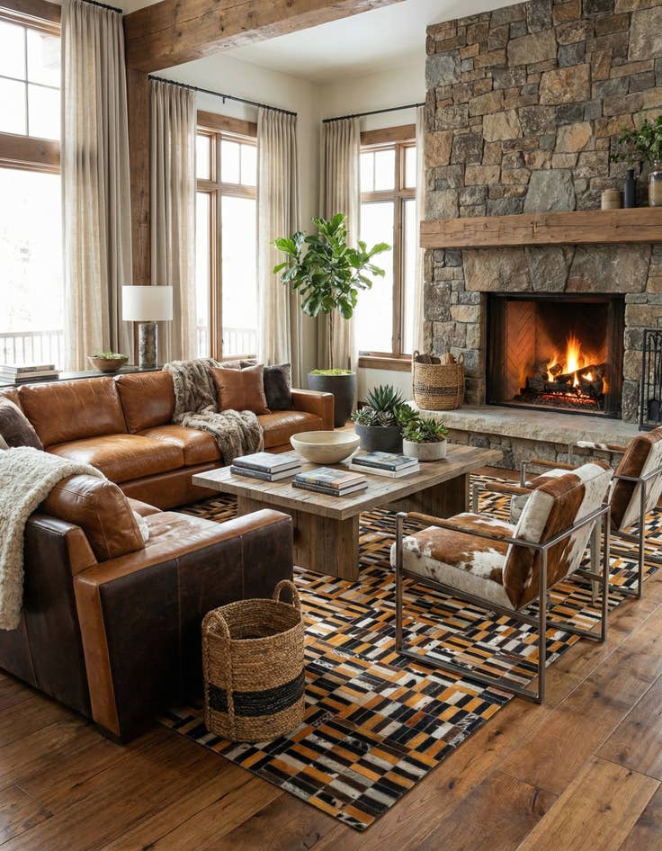 Detail image of  4' 11 x 7' 11 Cowhide - Patchwork Rug