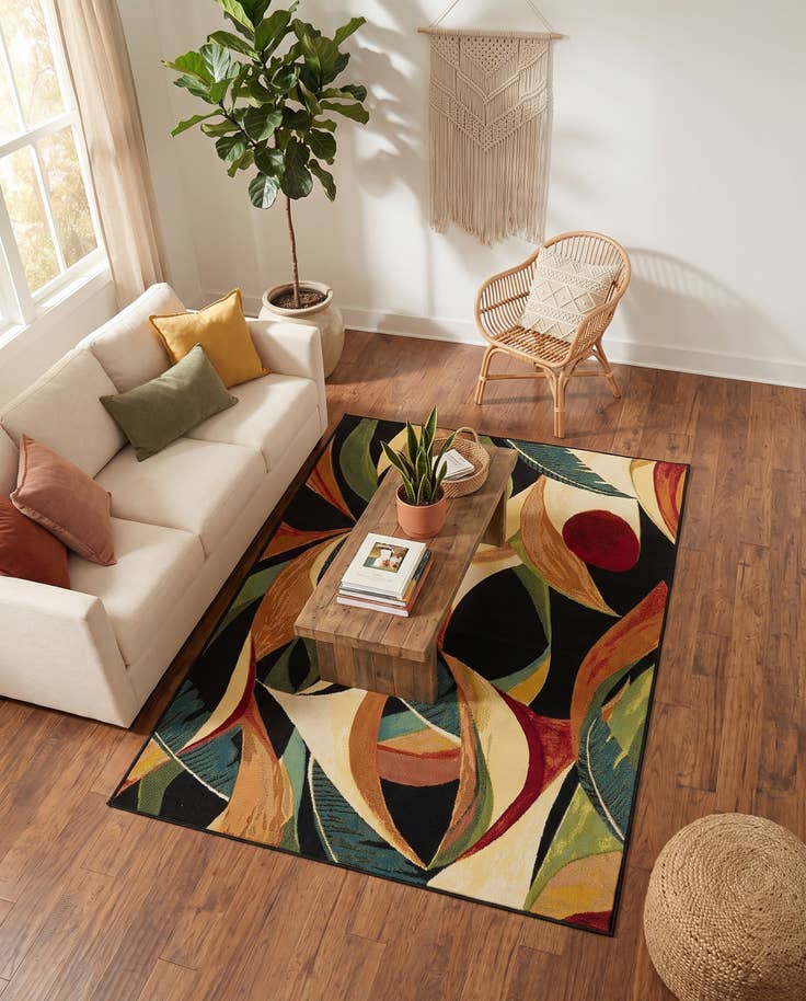Detail image of 4' x 6' Easy-Clean Botanical Indoor / Outdoor Rug