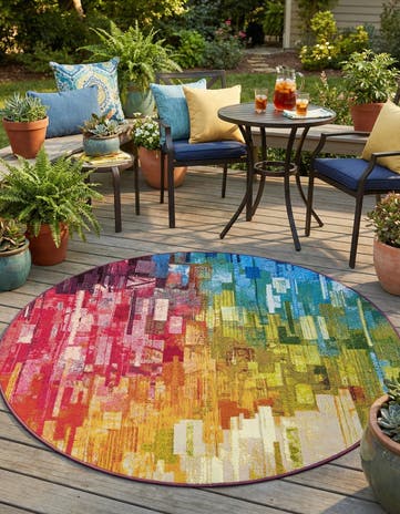5' x 5' Easy-Clean Modern Indoor / Outdoor Round Rug