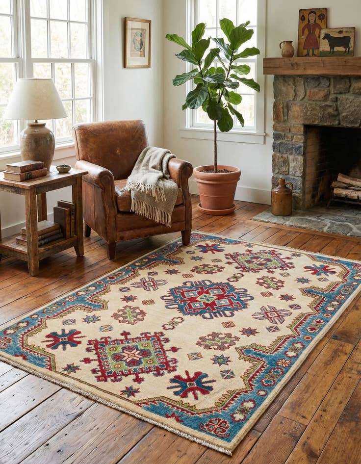 Detail image of  3' 4 x 5' 2  Hand Knotted Kazak Rug