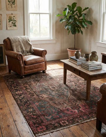 4' x 5' 9 Hand Knotted Ultra Vintage Persian Wool Rug