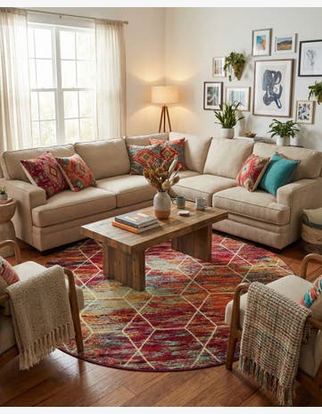 7' 10 x 7' 10 Trellis Frieze Round Rug