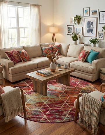 Lattice Frieze Round Rug