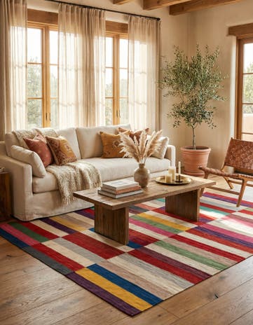 8' 2 x 9' 9 Hand Woven Kilim Modern Wool Rug