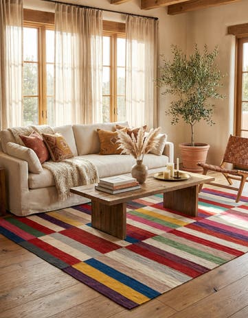 8' 2 x 9' 9 Hand Woven Kilim Modern Wool Rug