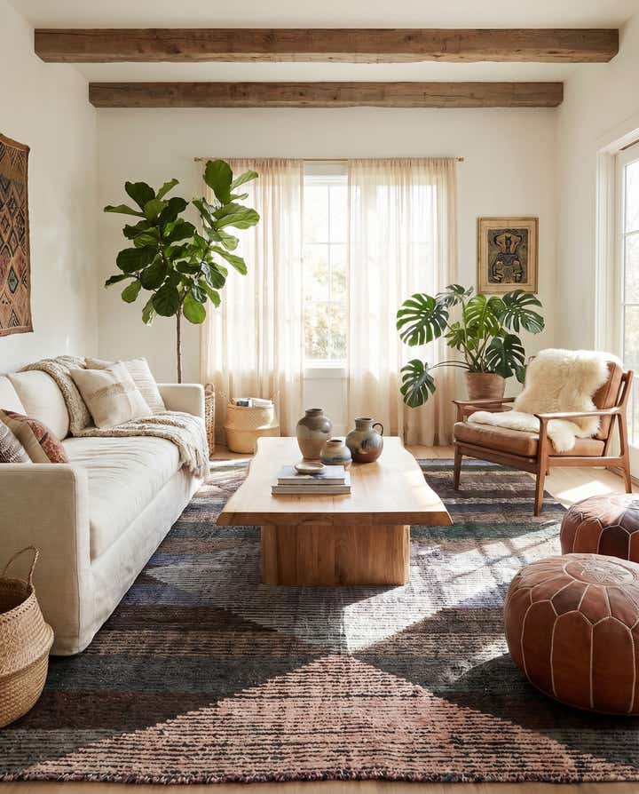 8' x 10' 4 Hand Knotted Moroccan Wool Rug