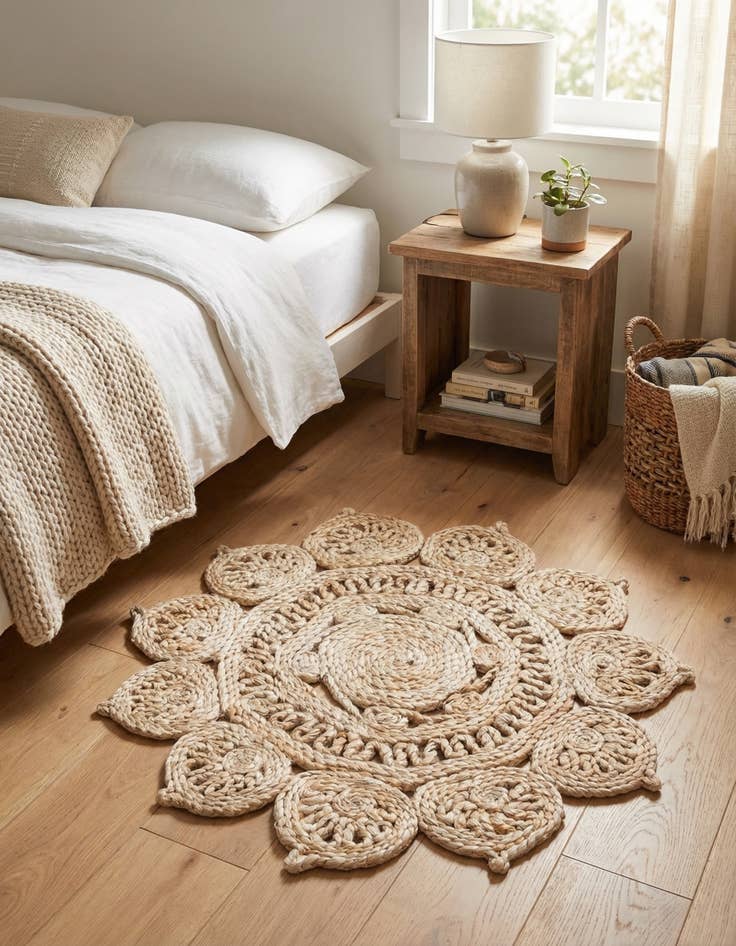 Detail image of 2' x 2'  Hand Braided Jute Round Rug