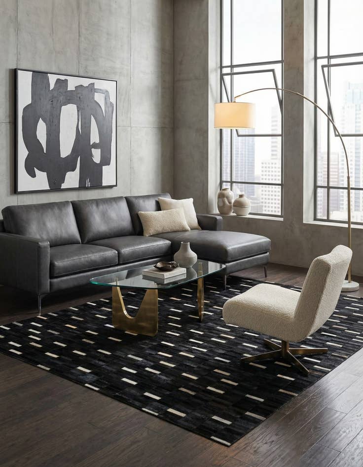 Detail image of 5' x 8' Cowhide Leather Rug