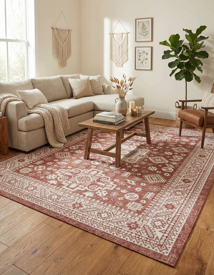 Detail image of 7' 10 x 11'  Washable Aztec Indoor / Outdoor Rug