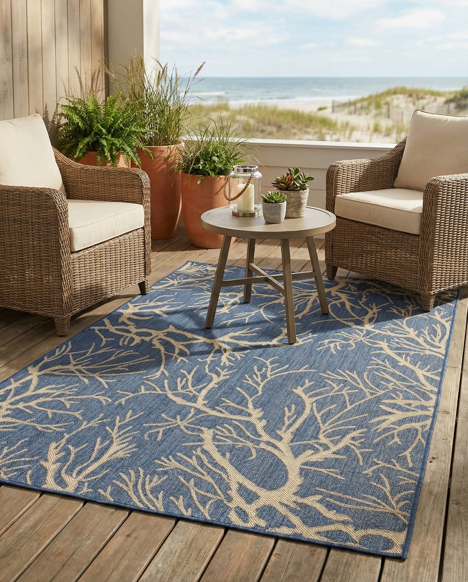 4' x 6' Easy-Clean Botanical Indoor / Outdoor Rug