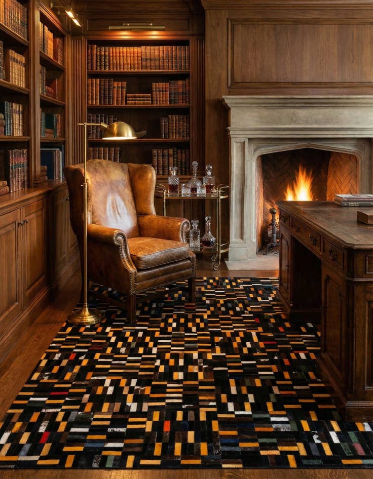 Detail image of  5' 1 x 8' 2 Cowhide - Patchwork Rug