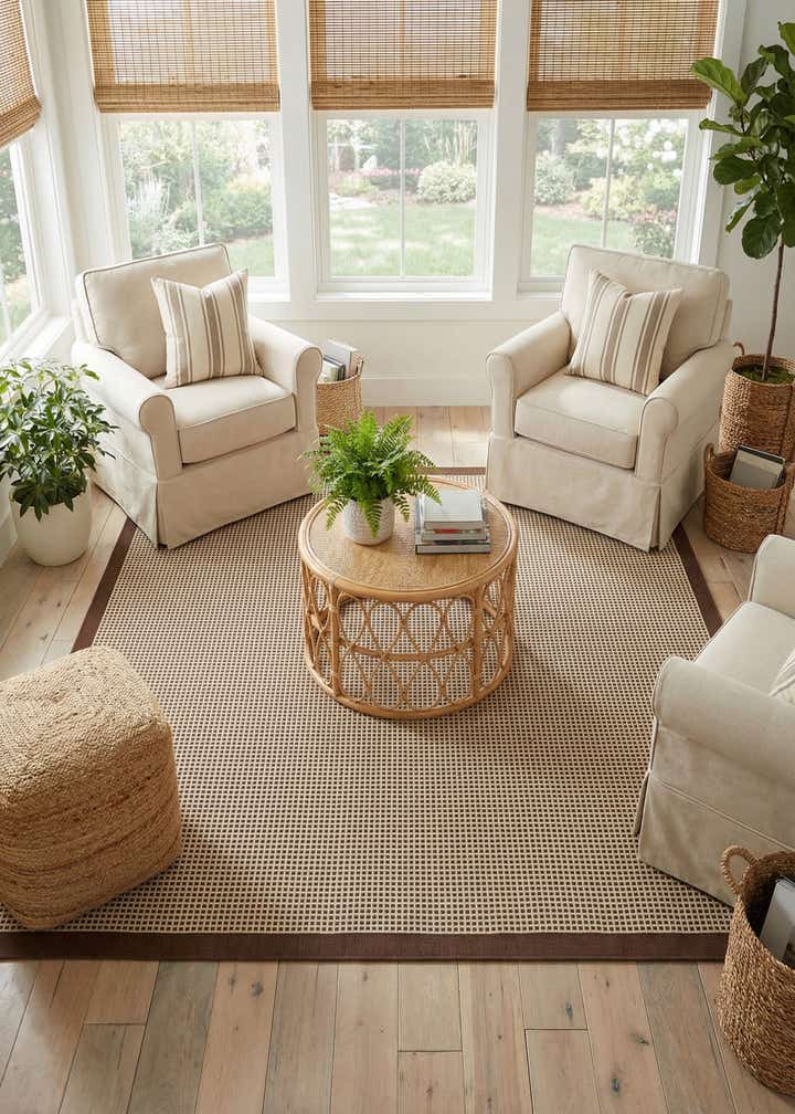 7' 10 x 7' 10 Easy-Clean Border Indoor / Outdoor Square Rug