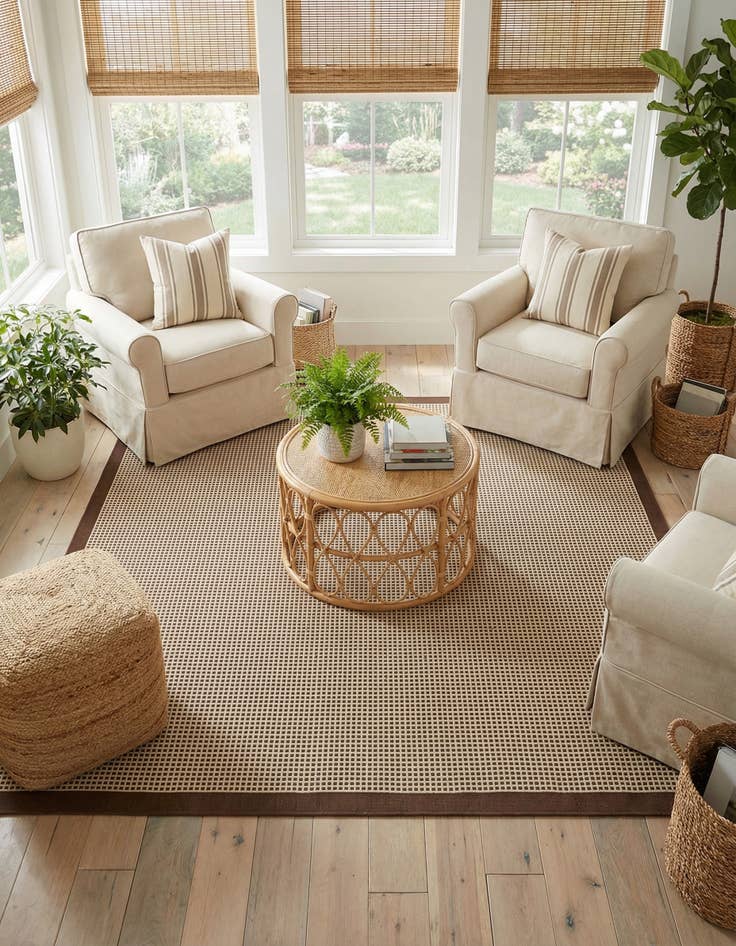Detail image of 7' 10 x 7' 10  Washable Border Indoor / Outdoor Square Rug