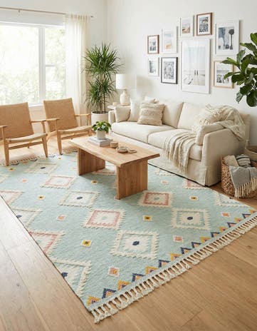 Light Aqua Hand Woven Arizona Wool Rug