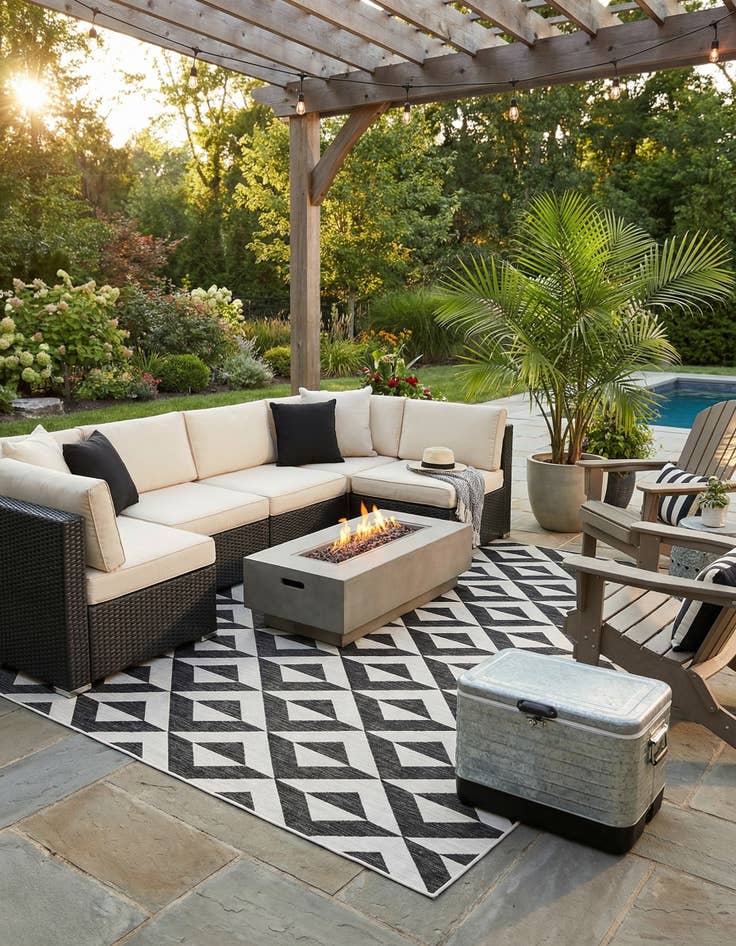 Detail image of 12' x 12'  Washable Jill Zarin Napa Indoor / Outdoor Square Rug