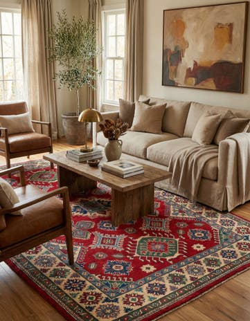 6' x 9' 2 Hand Knotted Kazak Rug
