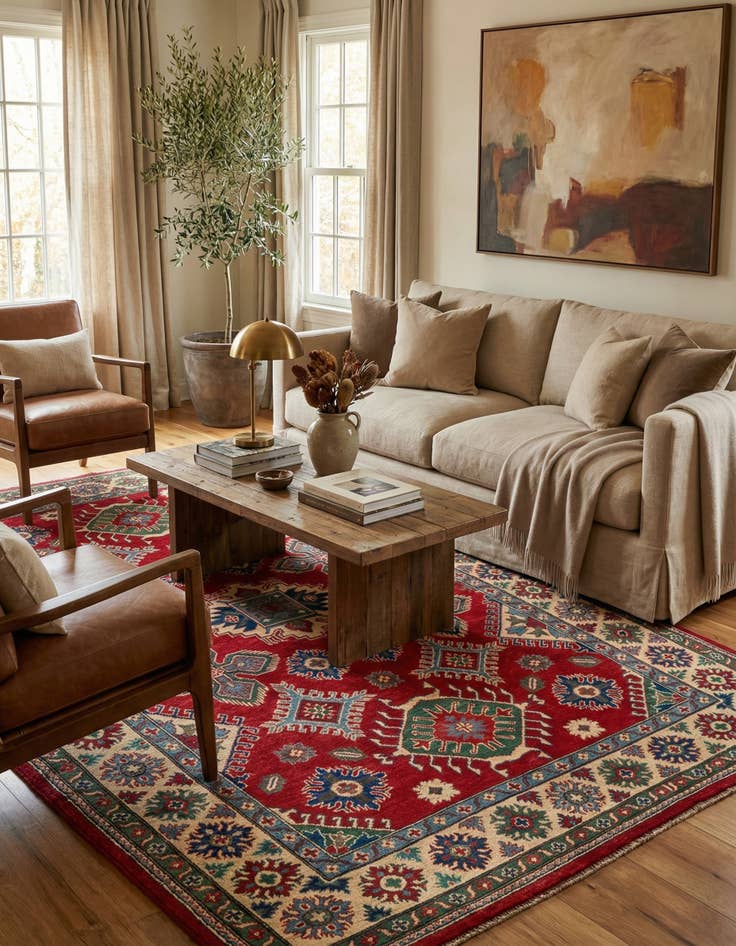 Detail image of  6' x 9' 2  Hand Knotted Kazak Rug