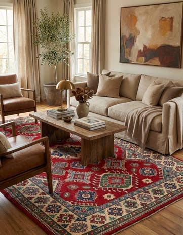 6' x 9' 2 Hand Knotted Kazak Rug