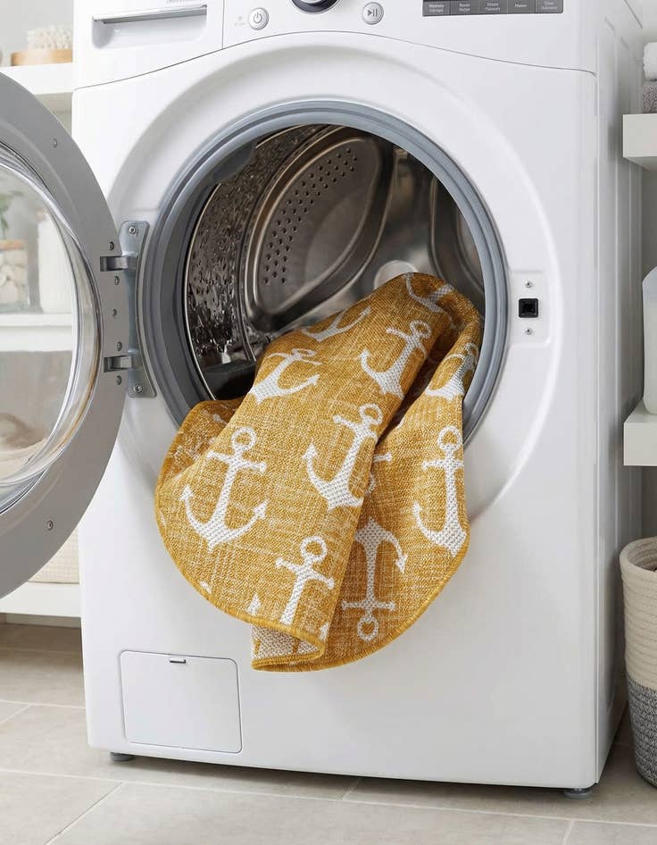 Detail image of 3' x 5' 3  Washable Coastal Indoor / Outdoor Oval Rug