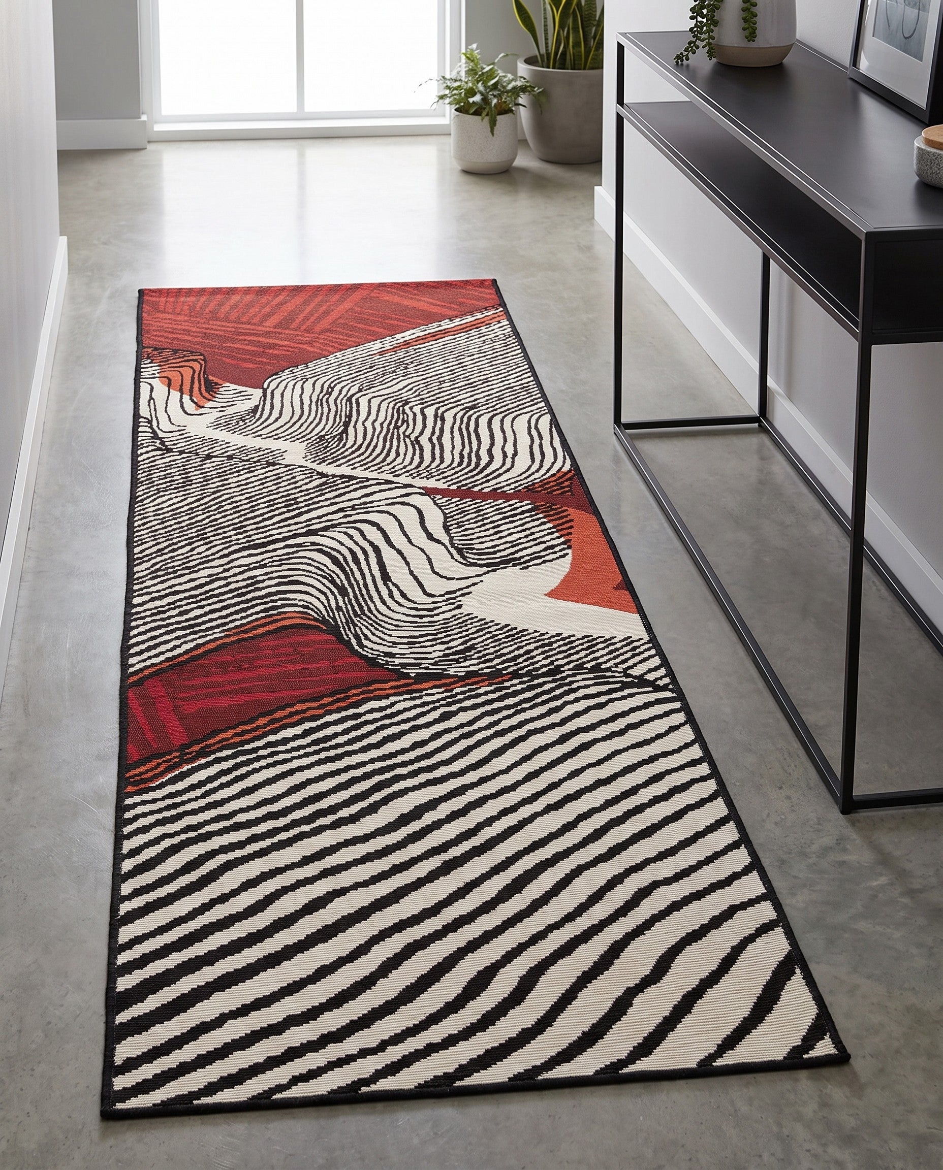 2' x 6' Easy-Clean Modern Indoor / Outdoor Runner Rug