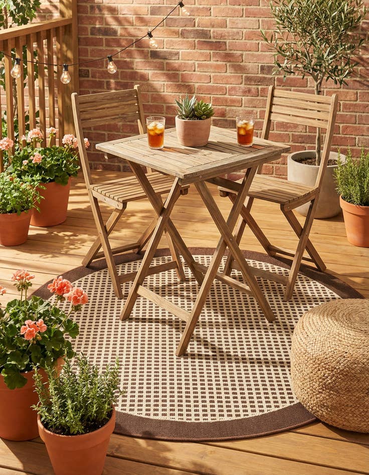 Detail image of 3' x 3'  Washable Border Indoor / Outdoor Round Rug