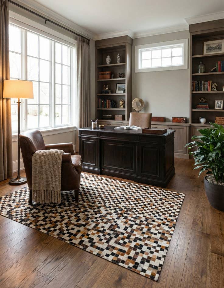 Detail image of 5' 6 x 7' 8 Cowhide Stocks Rug