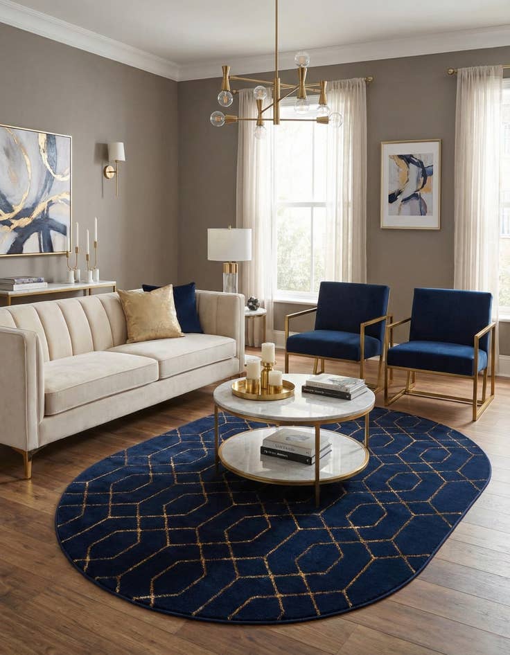 Detail image of 4' x 6'  Marilyn Monroe™ Glam Trellis Oval Rug