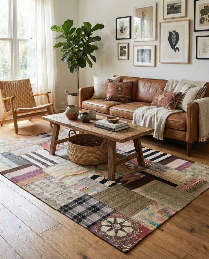 5' 4 x 8' 2 Hand Woven Kilim Patchwork Wool Rug