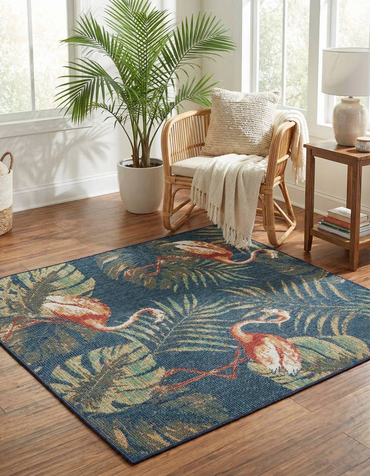 Detail image of 5' 3 x 5' 3  Washable Baja Indoor / Outdoor Square Rug