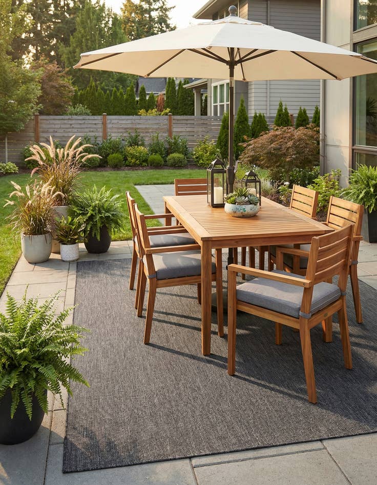 Detail image of 10' x 13' 1  Washable Solid Indoor / Outdoor Rug