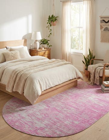 Pink Asha Oval Rug