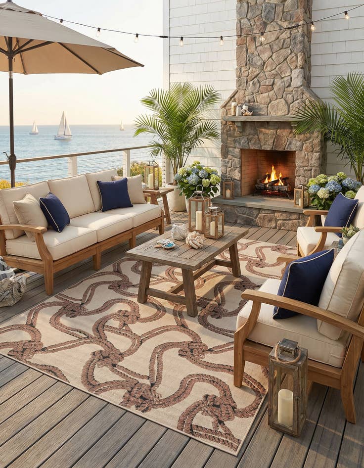 Detail image of 10' x 14'  Washable Coastal Indoor / Outdoor Rug