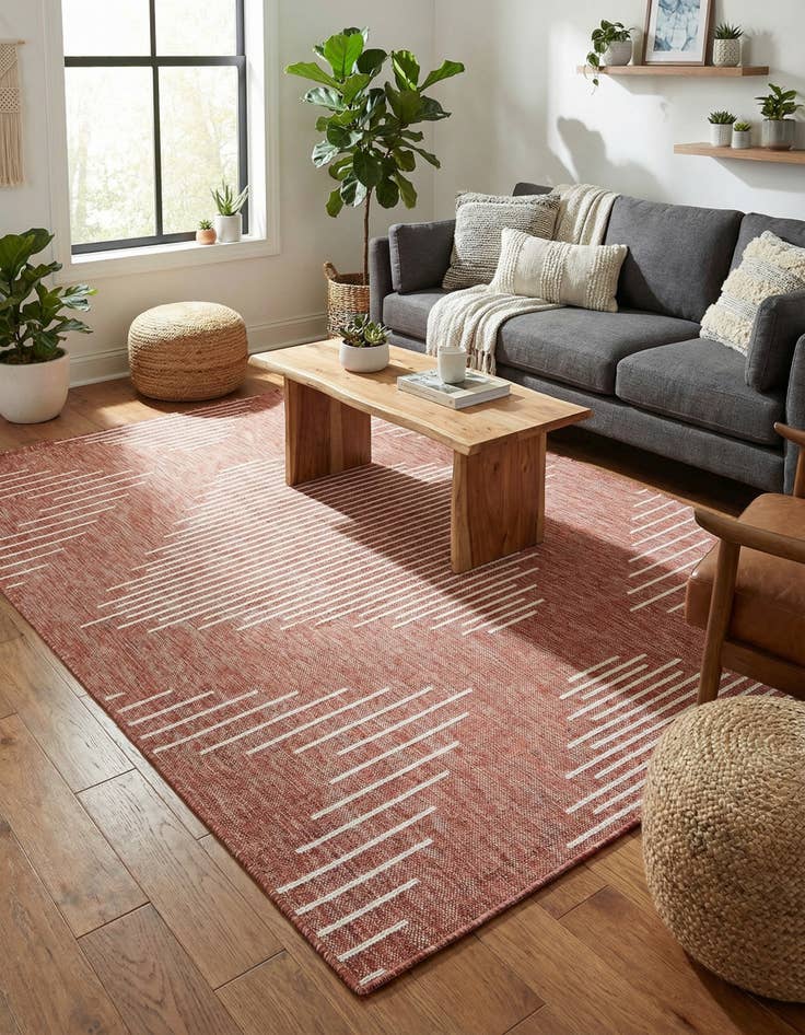 Detail image of  5' 3 x 8'  Washable Modern Indoor / Outdoor Rug