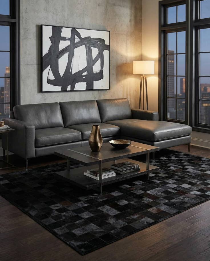 Detail image of 5' 2 x 8' Cowhide - Patchwork Rug