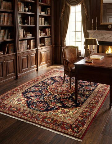 4' 8 x 6' 6 Hand Knotted Qom Persian Rug