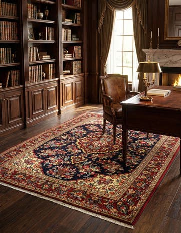 4' 8 x 6' 6 Hand Knotted Qom Persian Rug