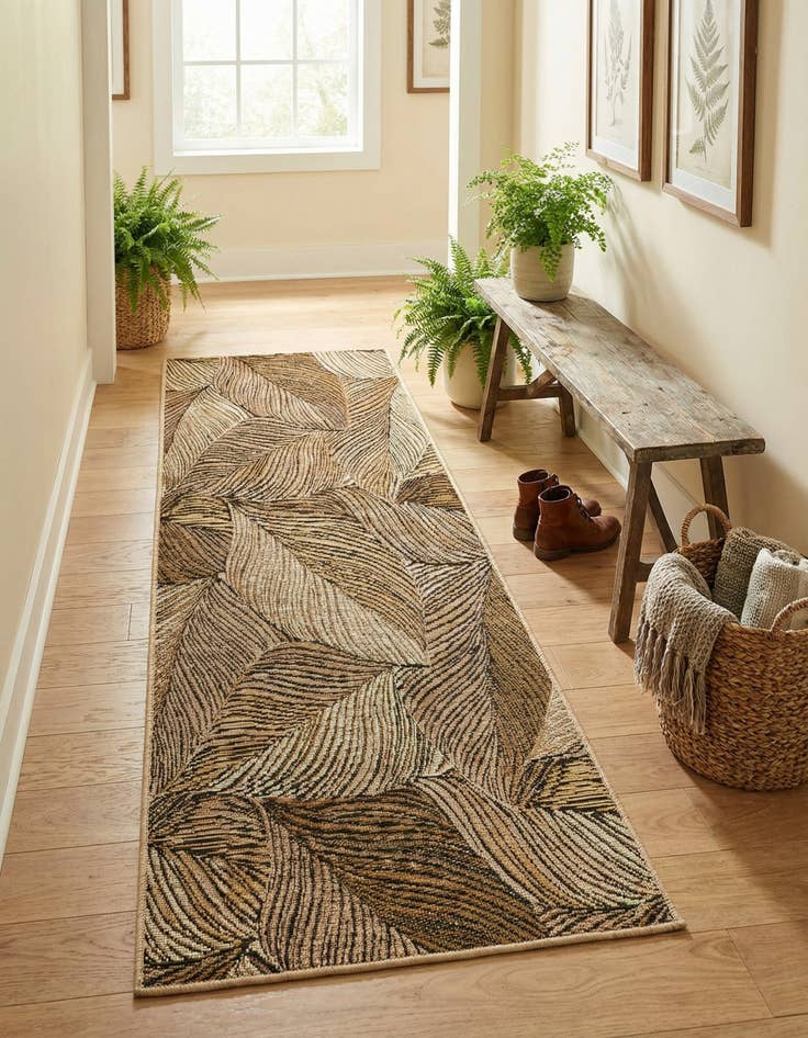 Detail image of 2' x 5' Easy-Clean Botanical Indoor / Outdoor Runner Rug