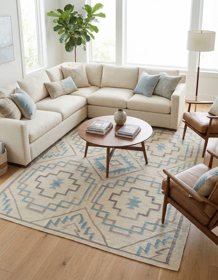 Detail image of 6' x 8'  Hand Woven Kilim Modern Wool Rug