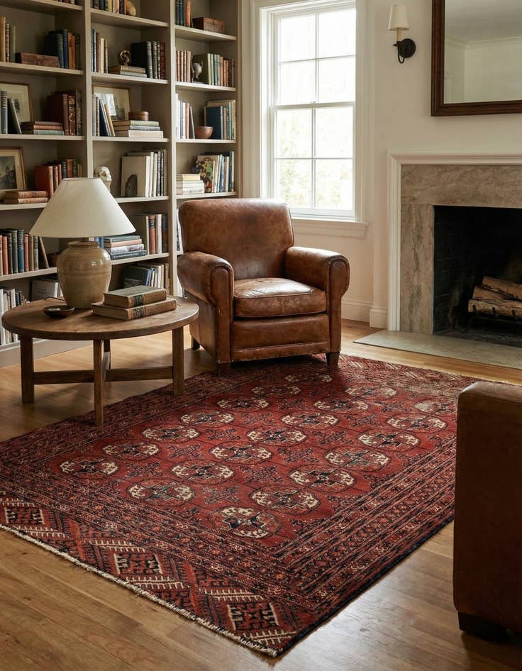 Detail image of  4' 4 x 5' 5  Hand Knotted Bokhara Oriental Wool Rug